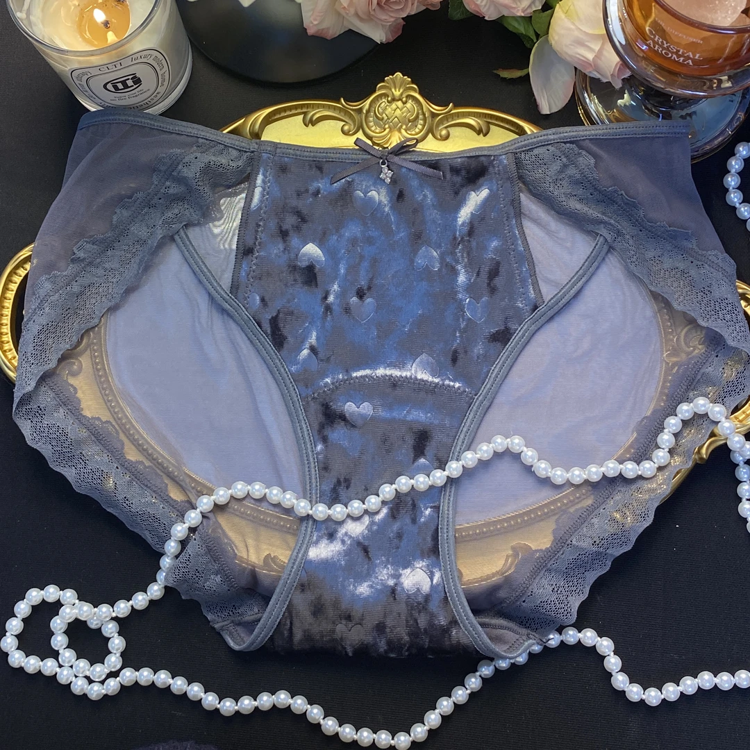 秋冬新款法式软蕾丝中腰中高腰女士三角内裤大包臀全包臀性感纯欲