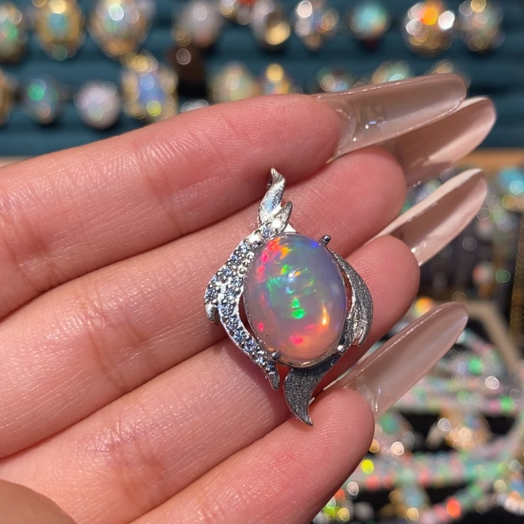 欧泊银S925镶嵌吊坠