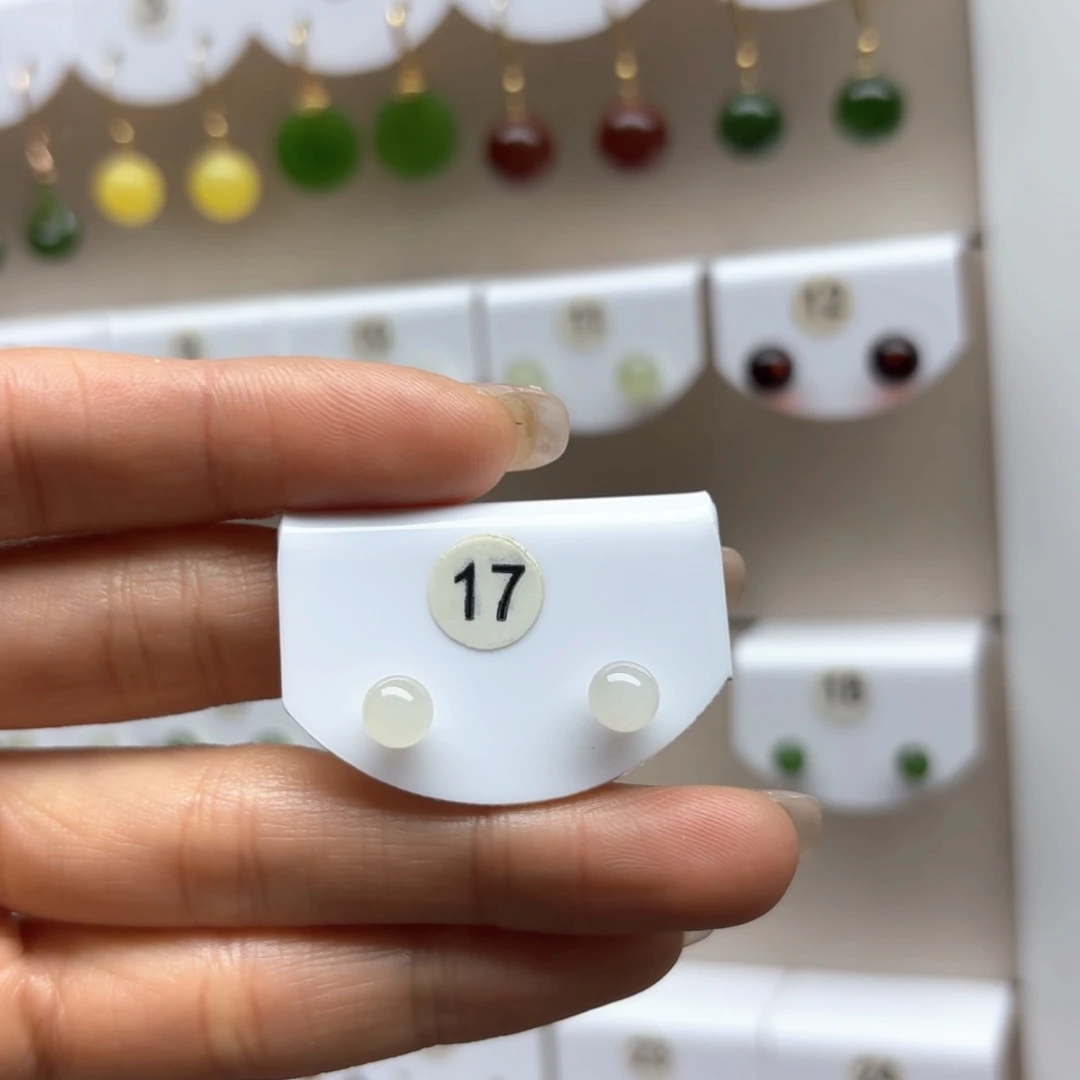 和田玉耳饰18K金镶嵌2