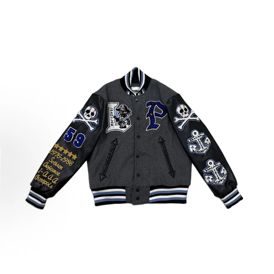 天子自主海盗船美式东洋vibe夹棉棉服棒球服Cleanfit风外套夹克男