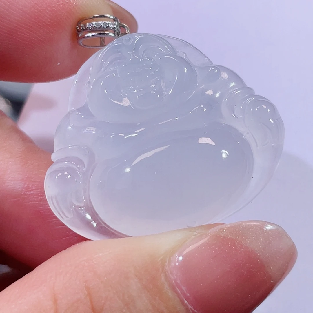 翡翠18K金镶嵌颈饰佛公