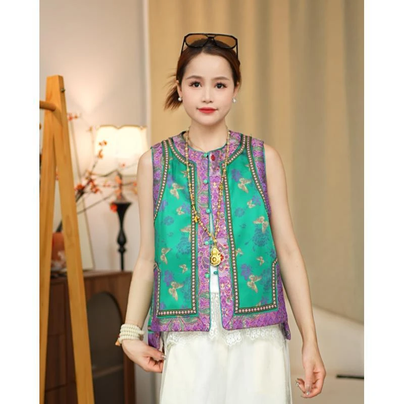 CHUNTIAN/椿锦【锦时】新中式宋锦提花四季款马甲