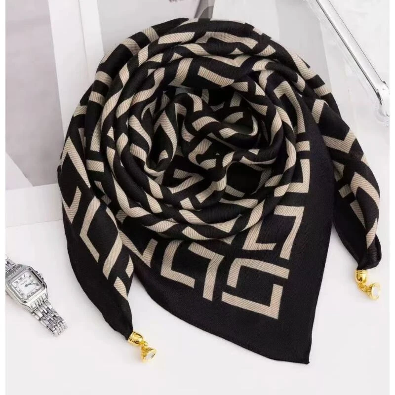 【回字格】磁吸扣丝巾70*70左右小方巾