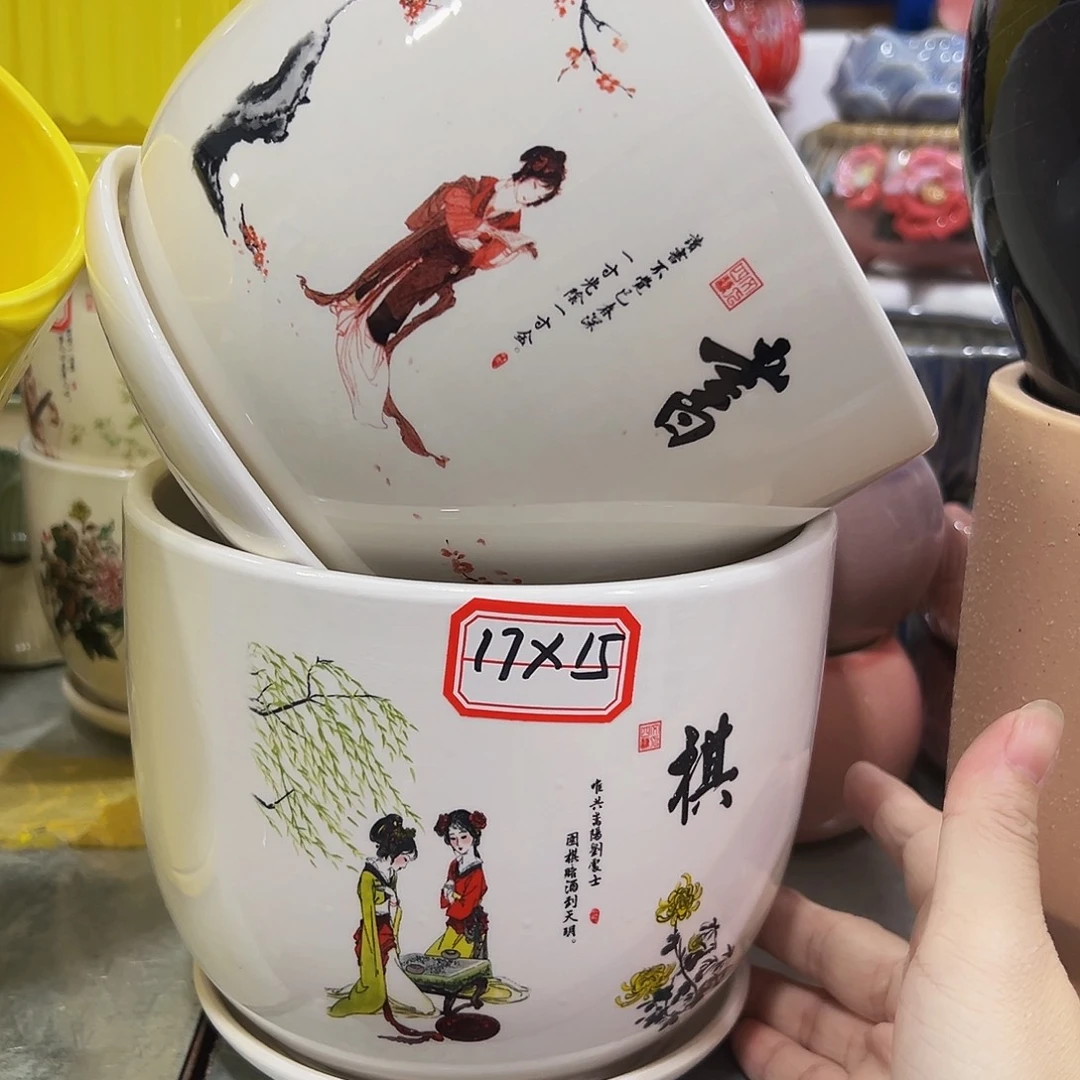 外贸尾单陶瓷花盆凑10米包邮