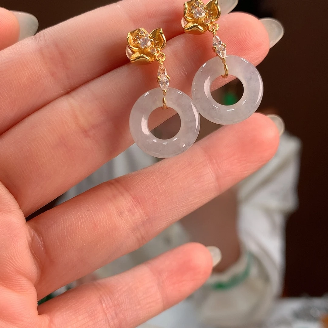 翡翠银S925镶嵌耳饰耳饰