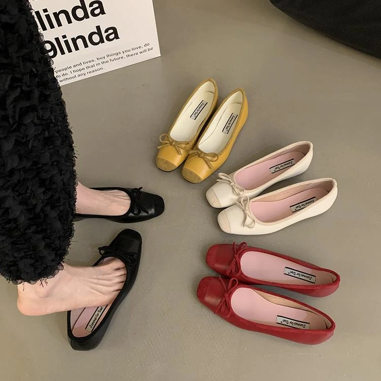 晚晚鞋温柔红色单鞋法式女鞋内增高2024早秋款一脚蹬通勤黑色鞋