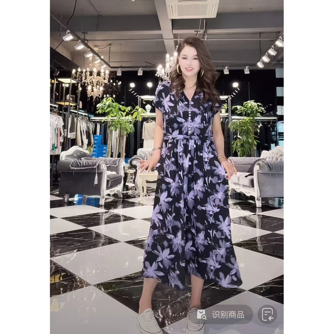 W两色小V领连衣裙53款