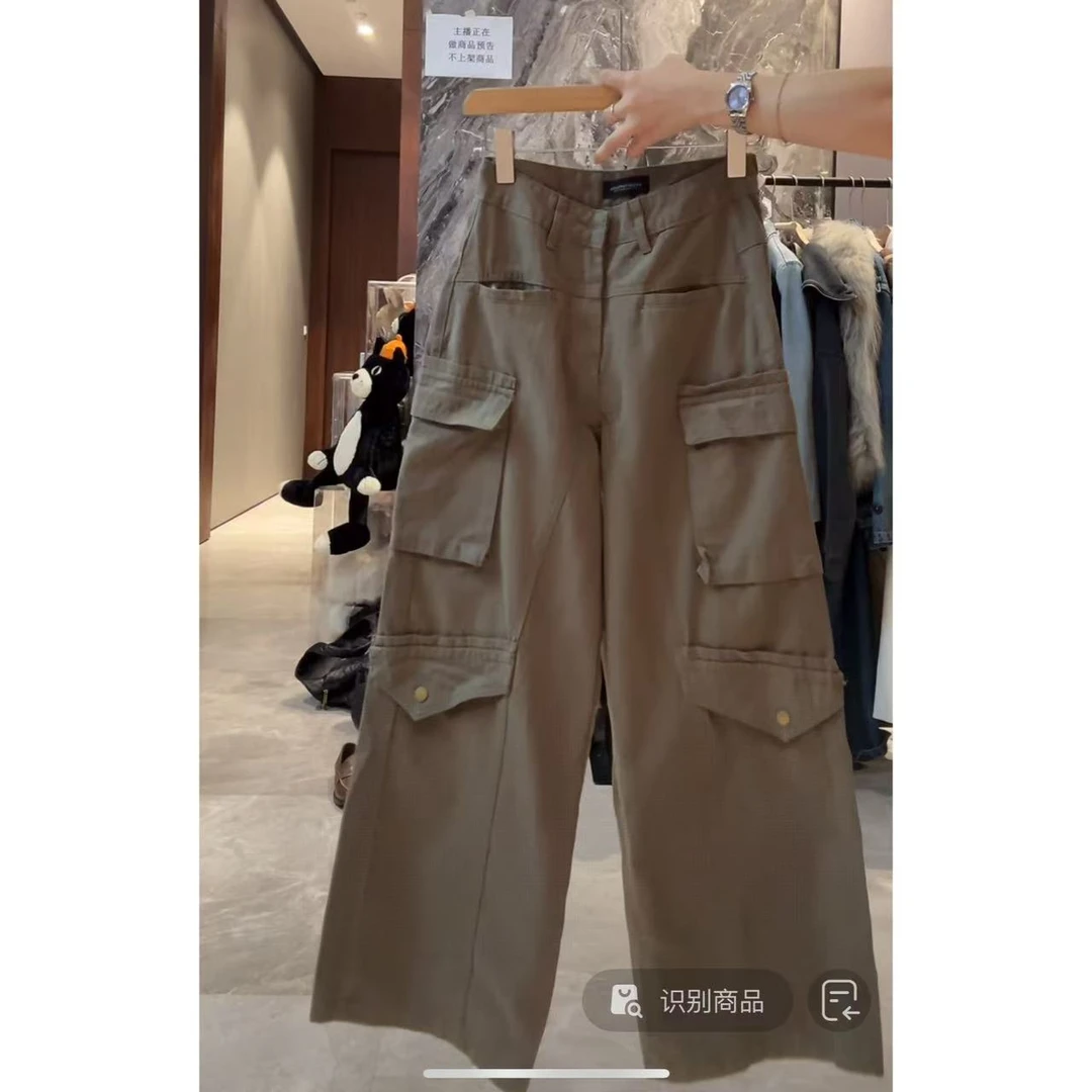 徐秋阳  军绿工装裤  秋季新款百搭时尚休闲显瘦牛仔裤9412