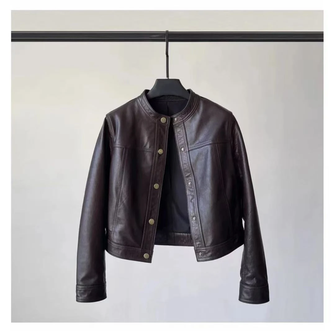 海宁皮衣女士短款立领机车服春季新款280