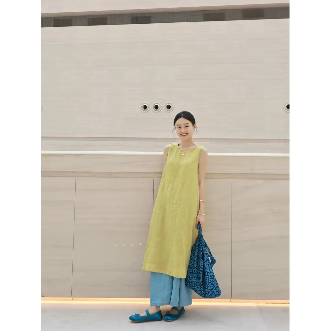 韩版简约无袖气质连衣裙女夏季2022新款显瘦小个子a字背心短裙子