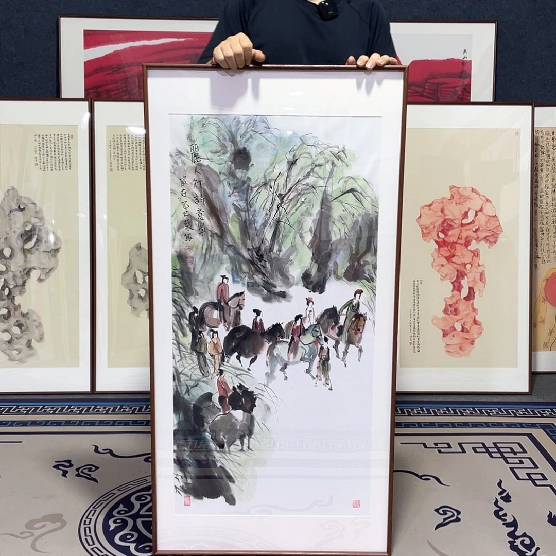 国画手绘画作品带框60/120