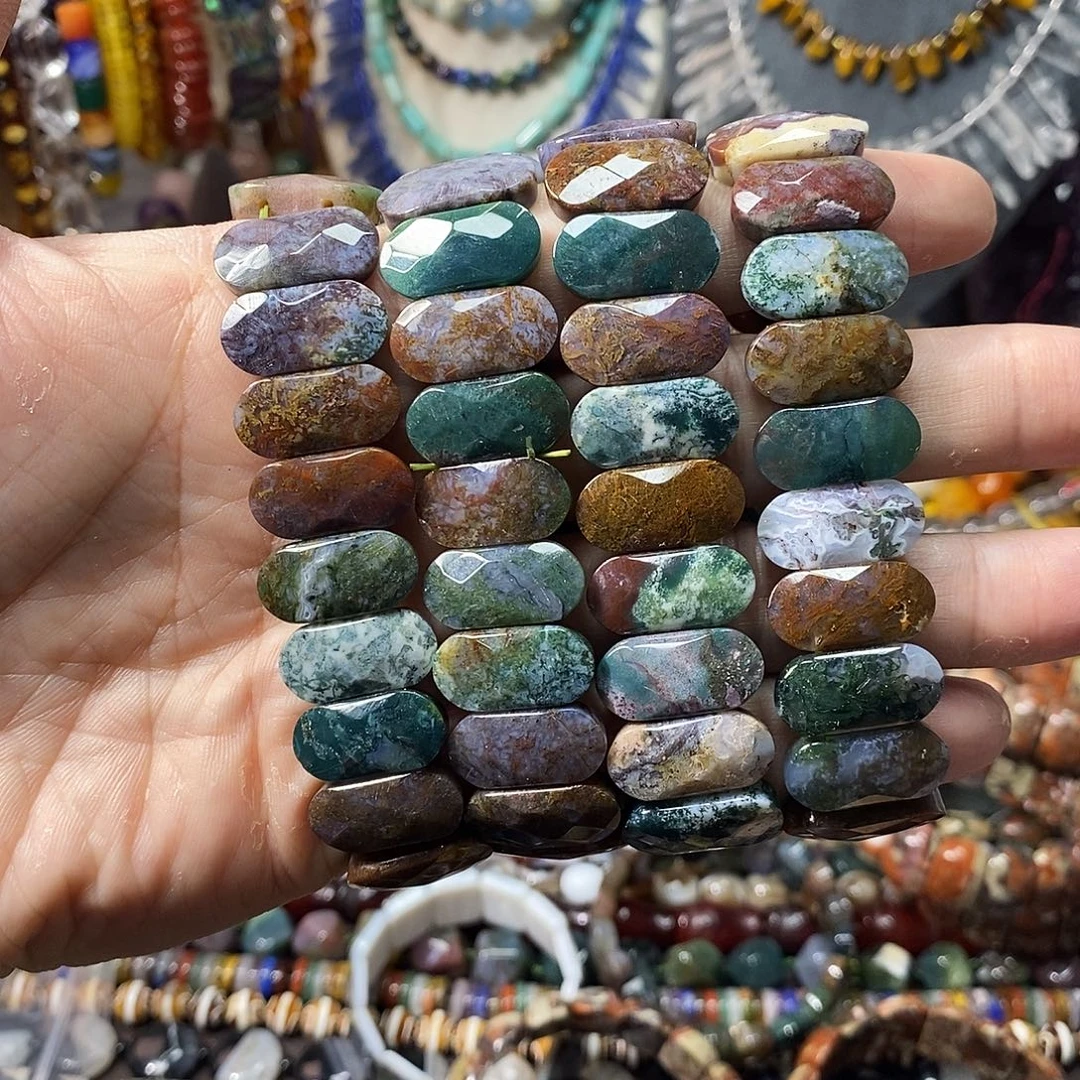 石英质玉未镶嵌，水草玛瑙切面手牌20mm，