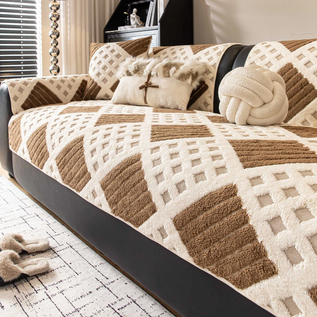 云舒秋冬沙发垫子2025新款加厚毛绒高级感沙发坐垫防滑套罩盖布巾