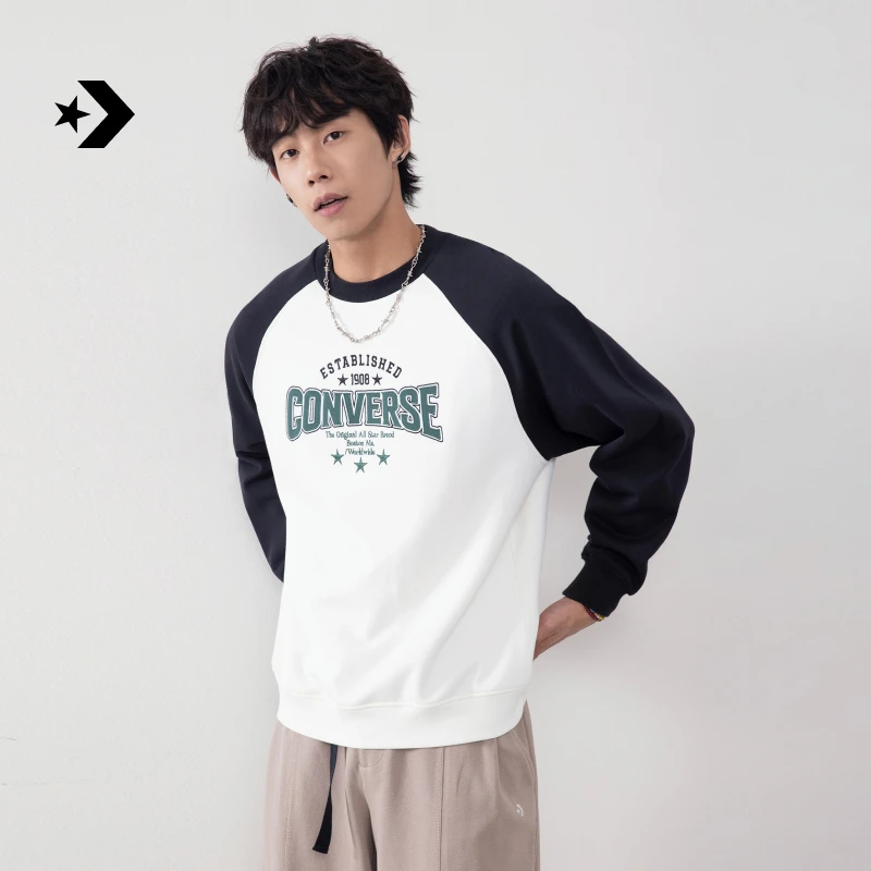 匡威秋冬新品男女复古撞色长袖上衣插肩袖T恤CONVERSE UCJ082