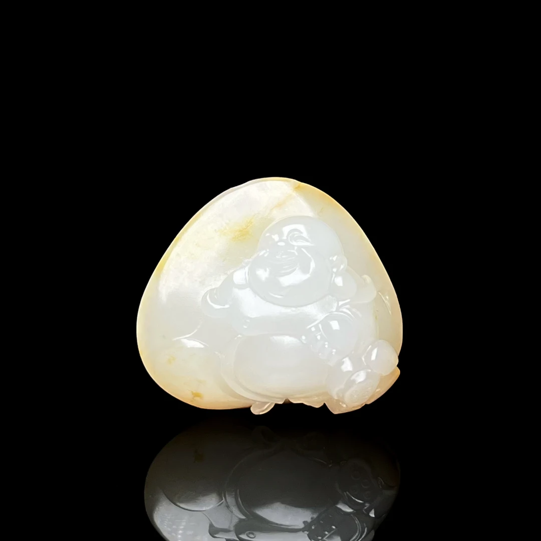 【花开见佛】新疆和田玉 一级白细 佛公挂件 重8.1克