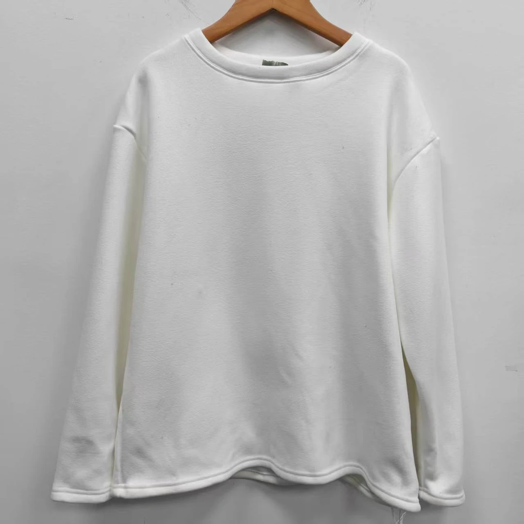 M2 白色德绒圆领长袖卫衣