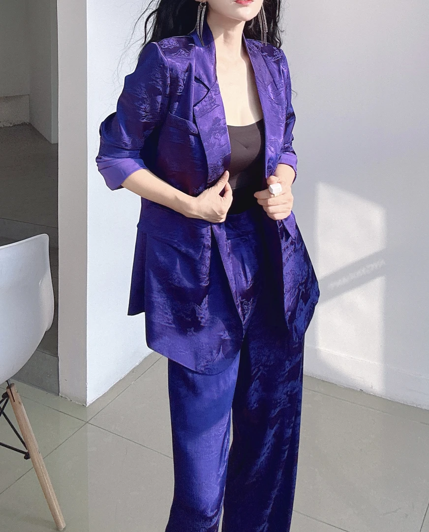 789/2025新款女神范桑蚕丝提花裤子套装/欧盼全品/