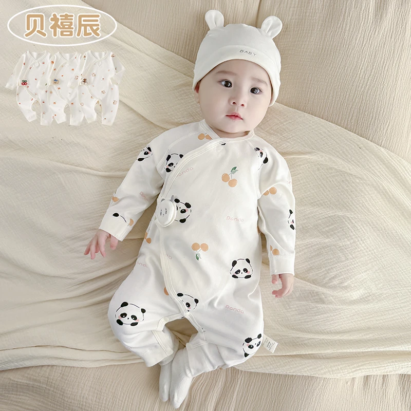 婴儿衣服纯棉护肚蝴蝶衣小月龄宝宝月子服新生儿和尚服连体衣春秋