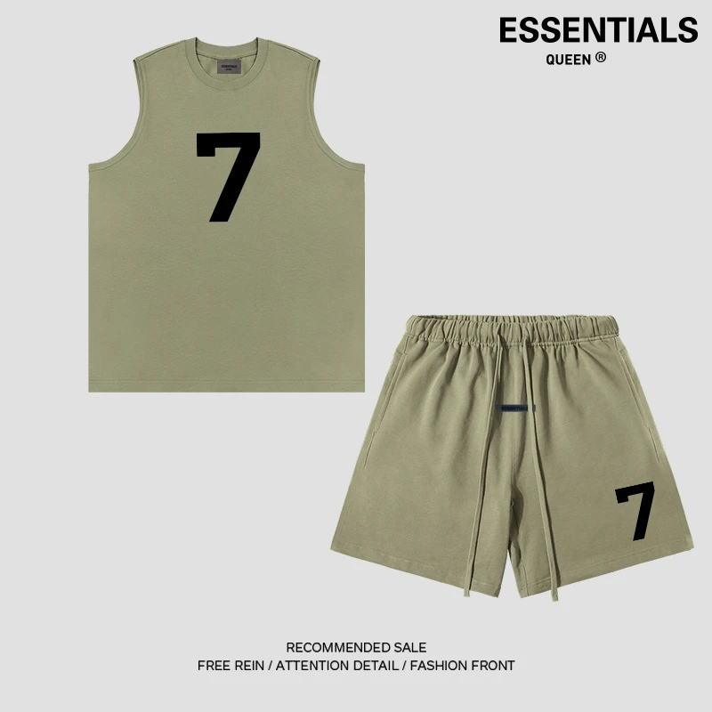 ESSENTIALS QUEEN美式男士纯棉背心短裤套装夏季透气潮流两件套装