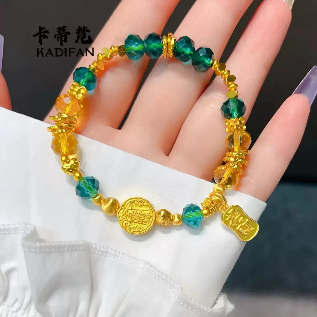 合金仿水晶手链 新中式原创设五路盘缠水晶手链女2025新款