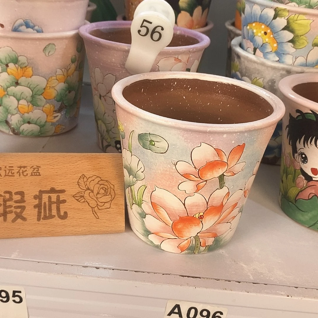 花盆紫砂红陶手绘花盆