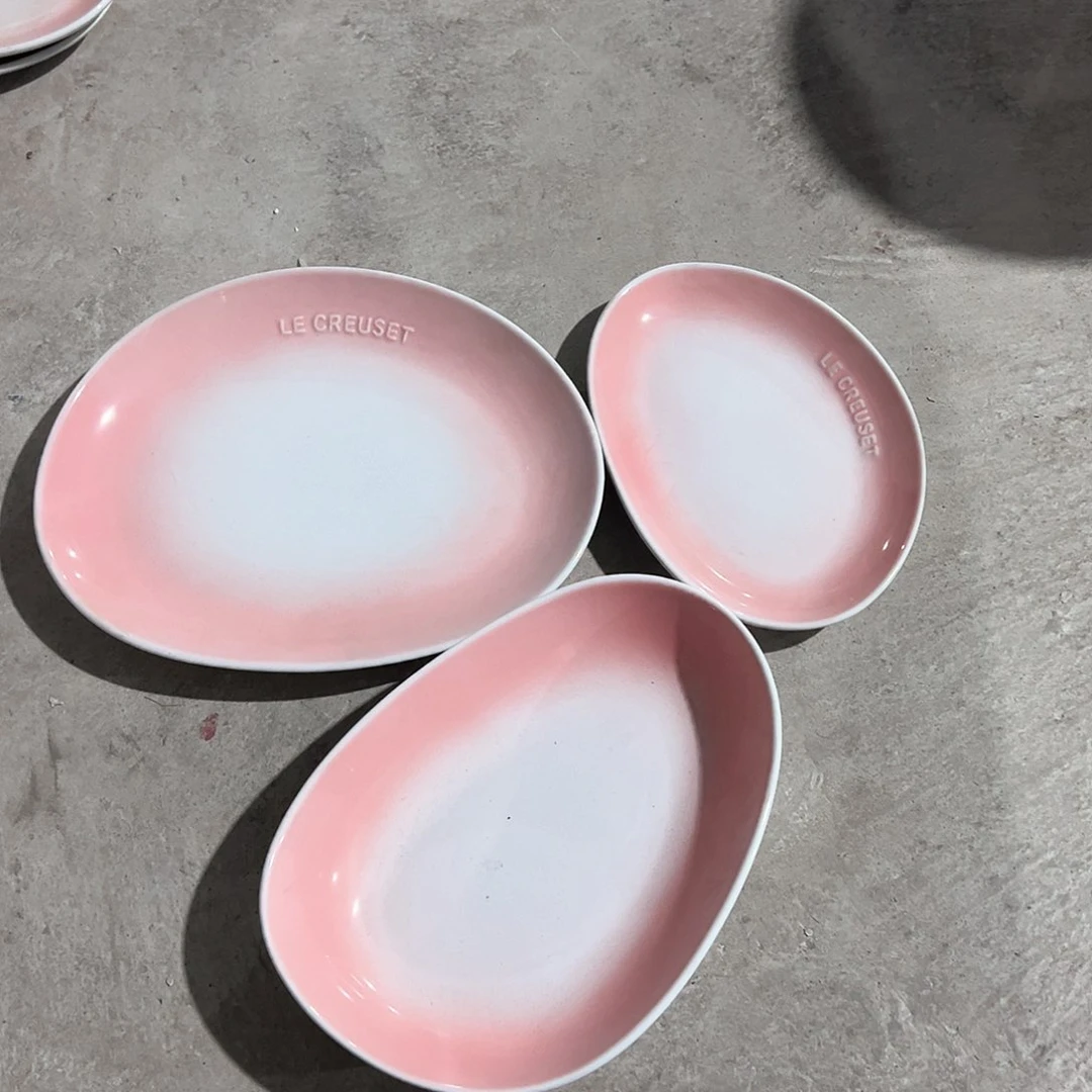 陶瓷 花瓣3件套 粉白色色色