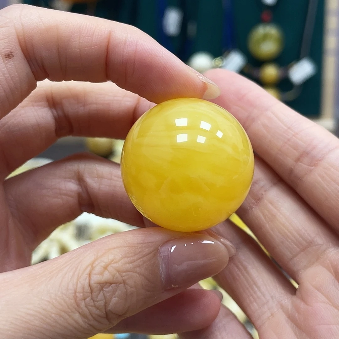 象***姐裸石蜜蜡未镶嵌28.5mm圆珠