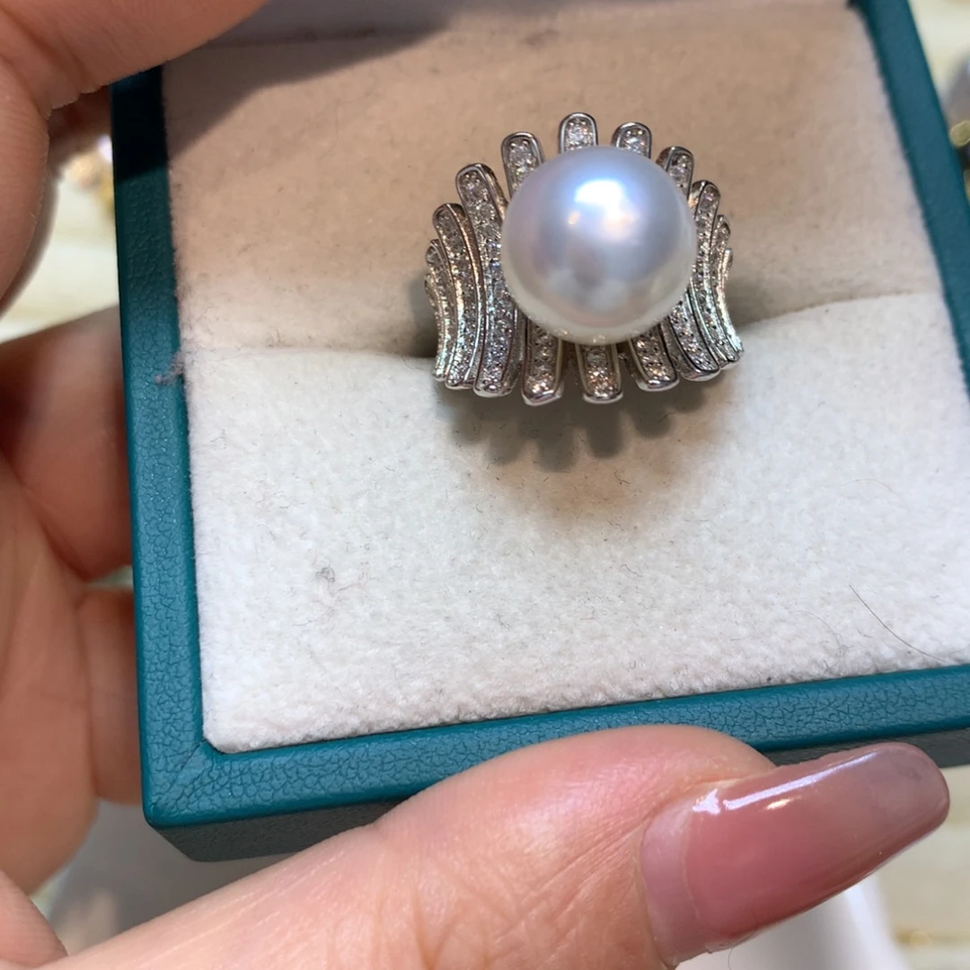 海水珍珠戒指银S925镶嵌