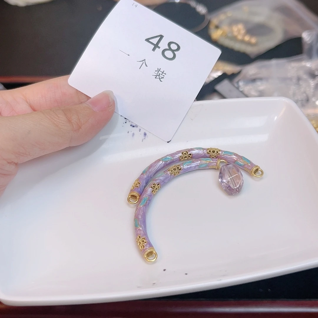 紫晶珠宝半成品银S925镀金镶嵌48