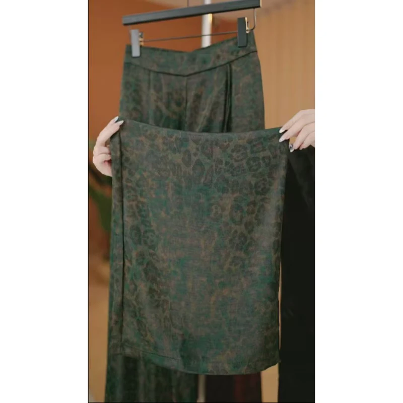 时尚豹纹高腰垂感春夏新款阔腿裤（XH10/果/芝/玉）