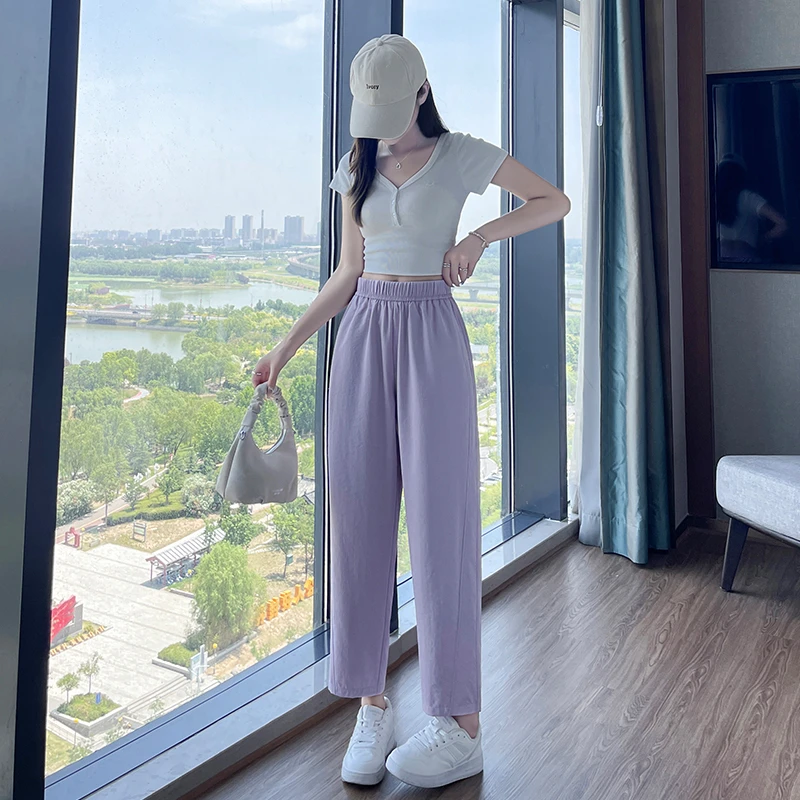 小个子夏季薄款裤子小个子休闲裤百搭夏季阔腿裤时尚