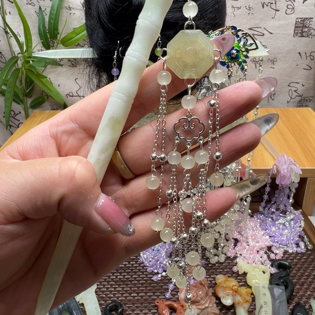蛇纹石玉合金发饰