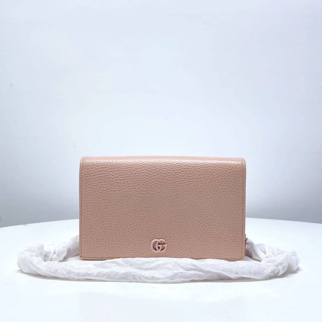 95新 GUCCI/古驰 丁丁专属 古驰WOC粉色斜挎包 THYX1680