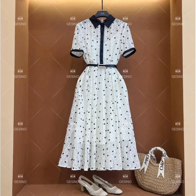 【秀】春夏设计师轻奢法式气质印花女士连衣裙 CX-2024225