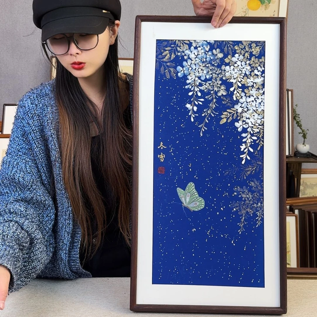 国画手绘带框尺寸： 36*69