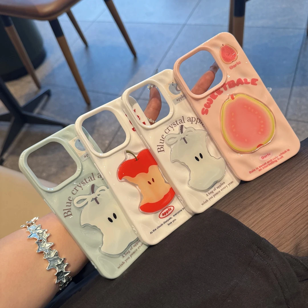 奥菲顿立体水果贴片适用苹果16/15Pro陨石纹手机壳华为P70荣耀300