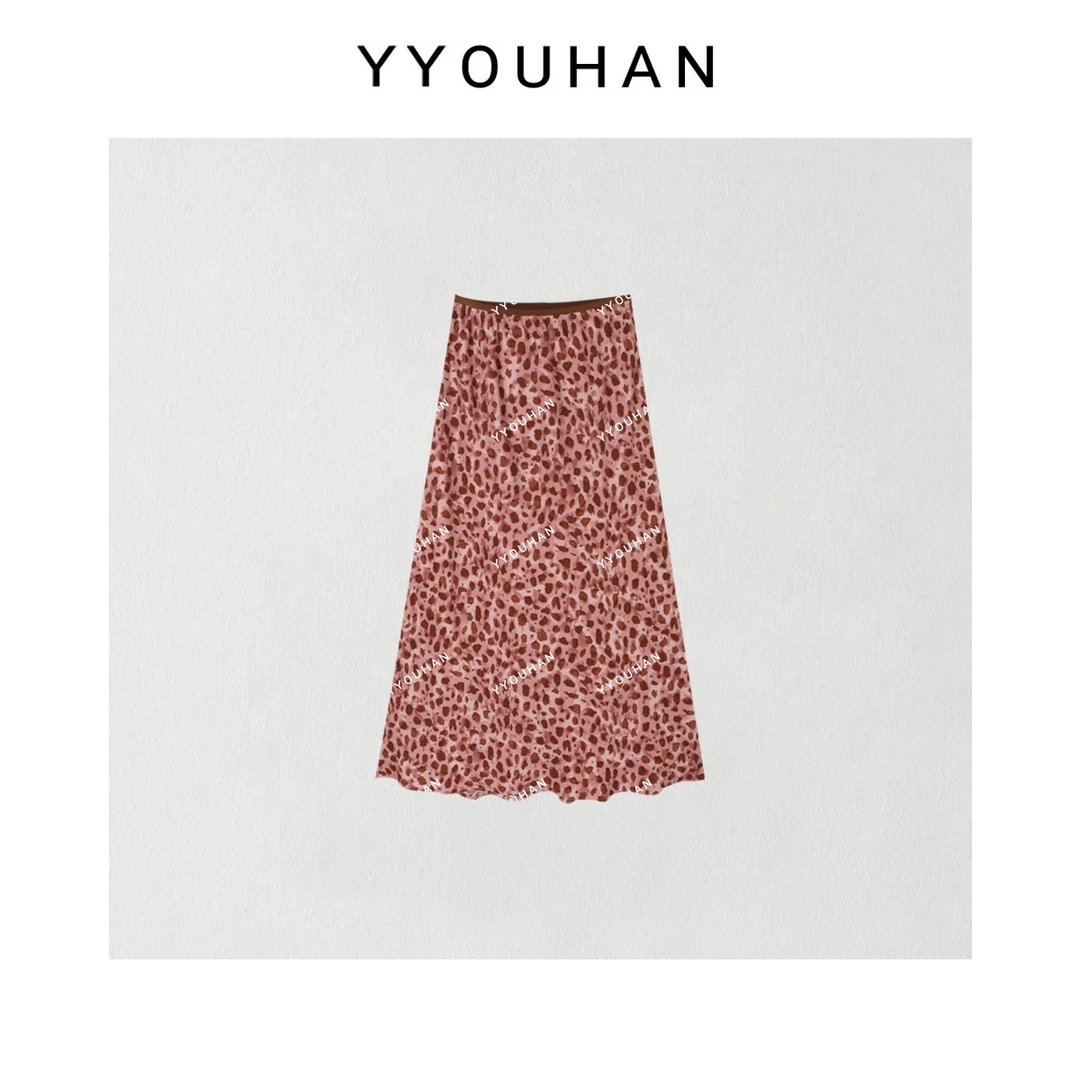 YYOUHAN 2025夏款小众设计极简风碎花豹纹百搭半身裙 2504C1996