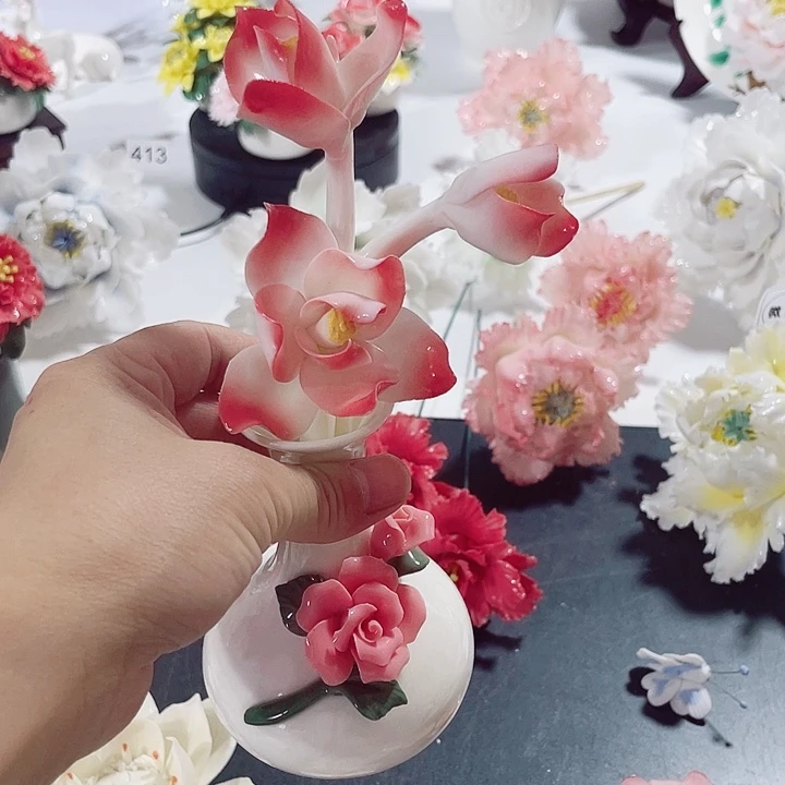 瓷片纯陶瓷手工捏花