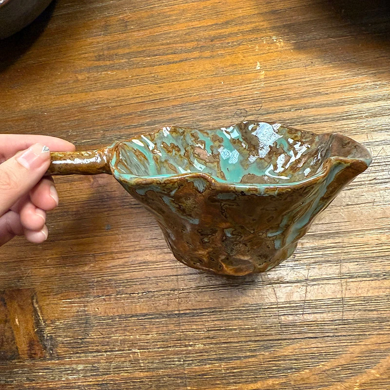 『“望舒”手柄花瓣碗』复古手拿防烫异形碗