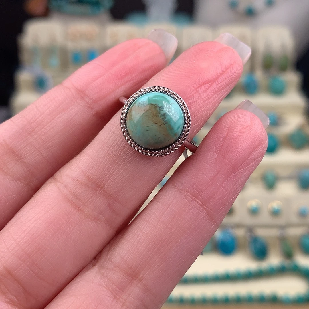 绿松石银S925镶嵌戒指