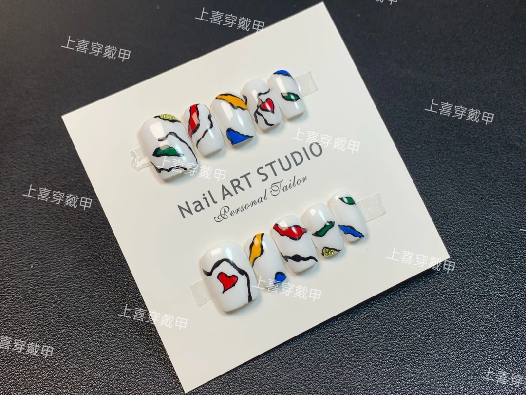 【星轨】手绘 线条 纯手工穿戴甲