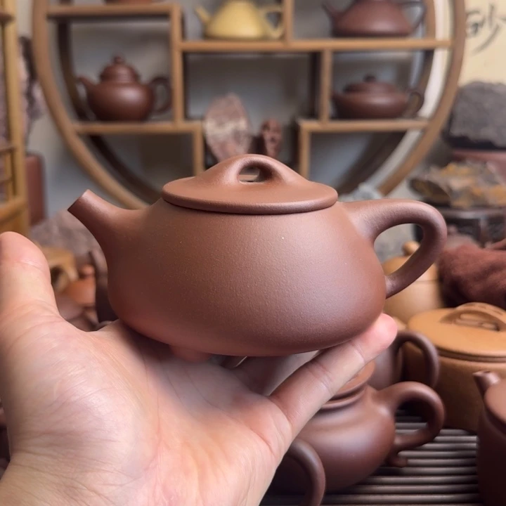 紫砂茶壶景舟石瓢330cc黄龙山红皮龙