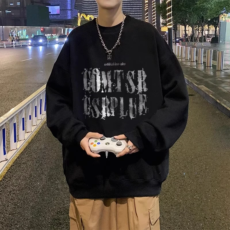 凯颂加肥大码300斤美式高街创意圆领卫衣男女秋冬宽松显瘦上衣