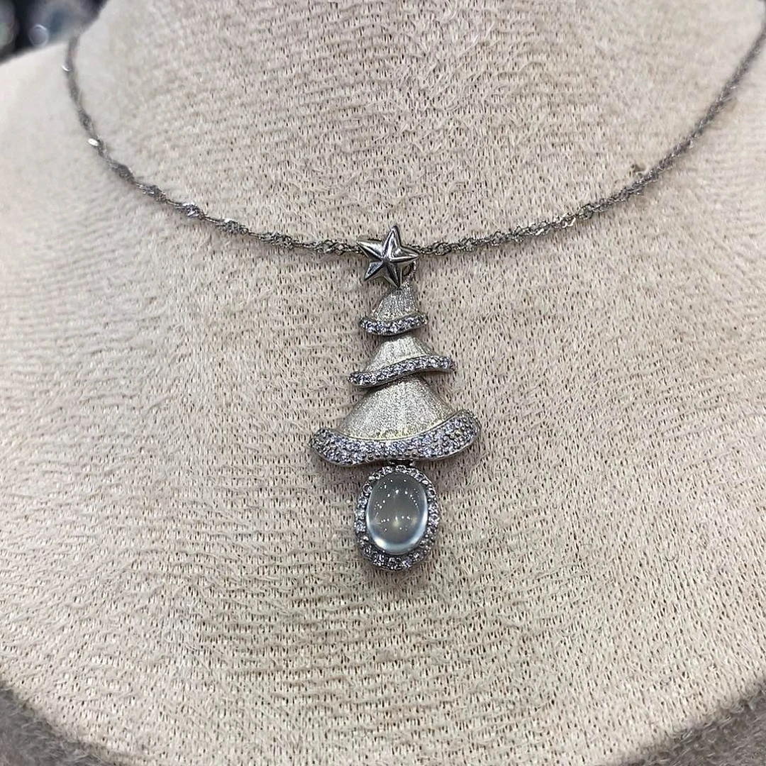 蛇纹石玉银S925镶嵌颈饰