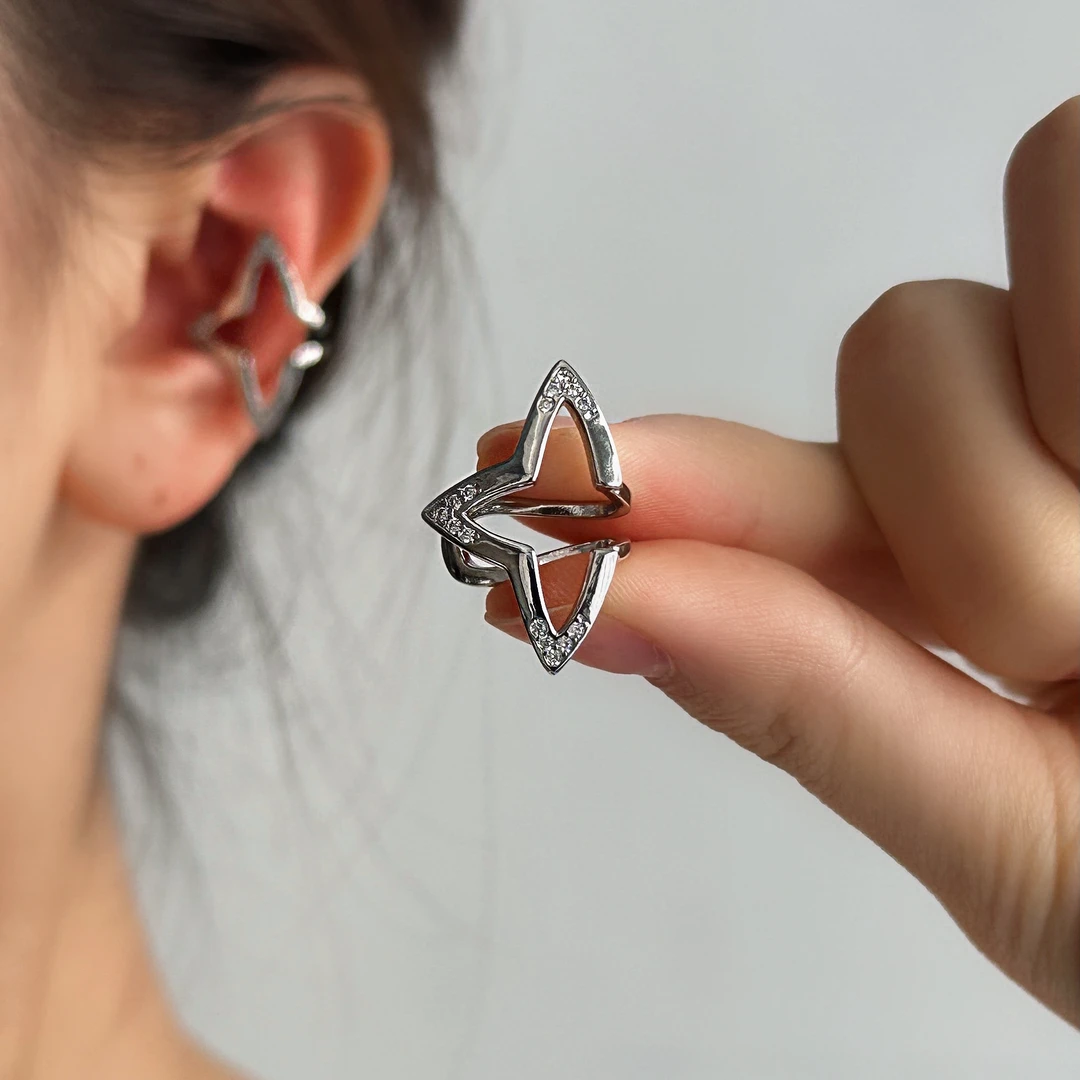 合金耳饰 E0377-1时尚精致百搭轻奢潮流百搭个性高级感三角耳骨夹