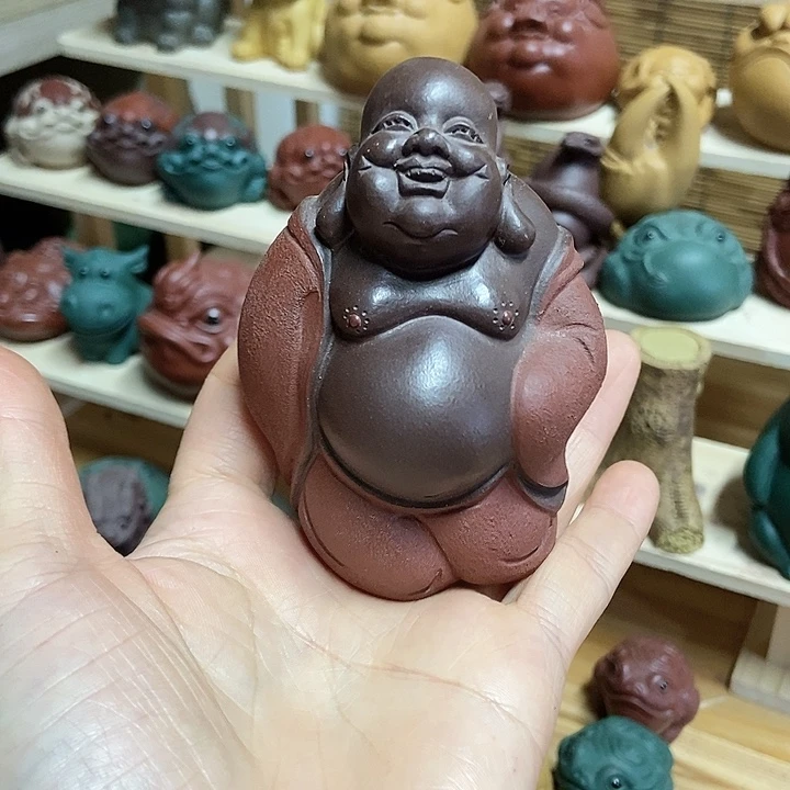 子***韬紫砂茶宠宜兴紫砂弥勒