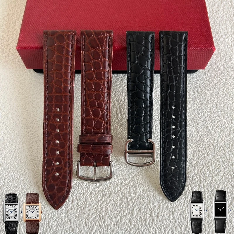 科威适配卡地亚表带Tank坦克solo钥匙伦敦鳄鱼皮真皮must男女定制