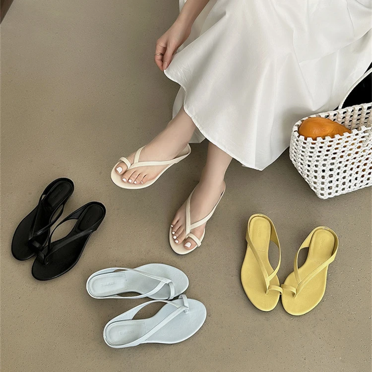 2025粗跟人字拖夏季凉拖新款ins简约夹趾拖鞋夏日百搭时尚组合