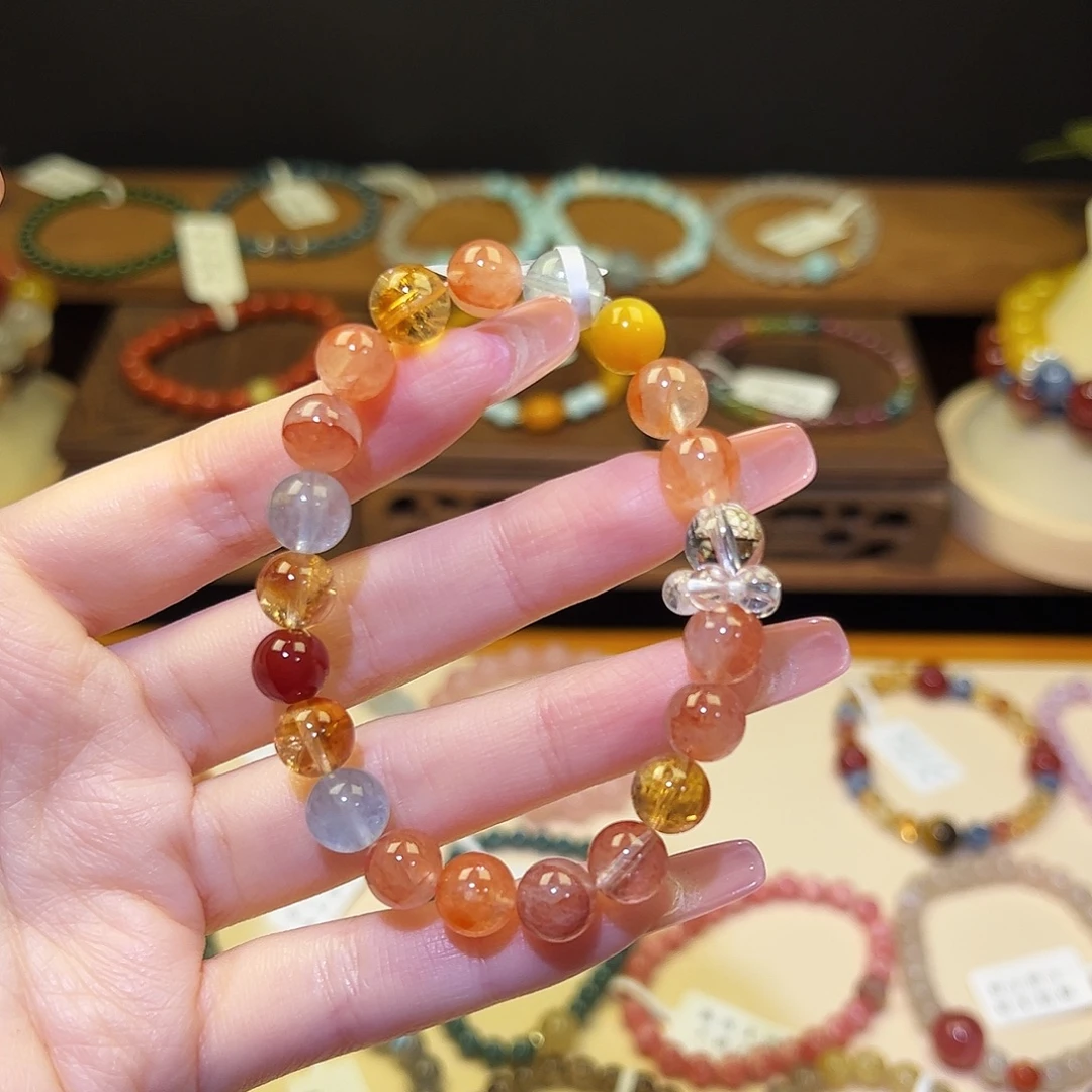 银S925镀金镶嵌水晶手串多宝1601