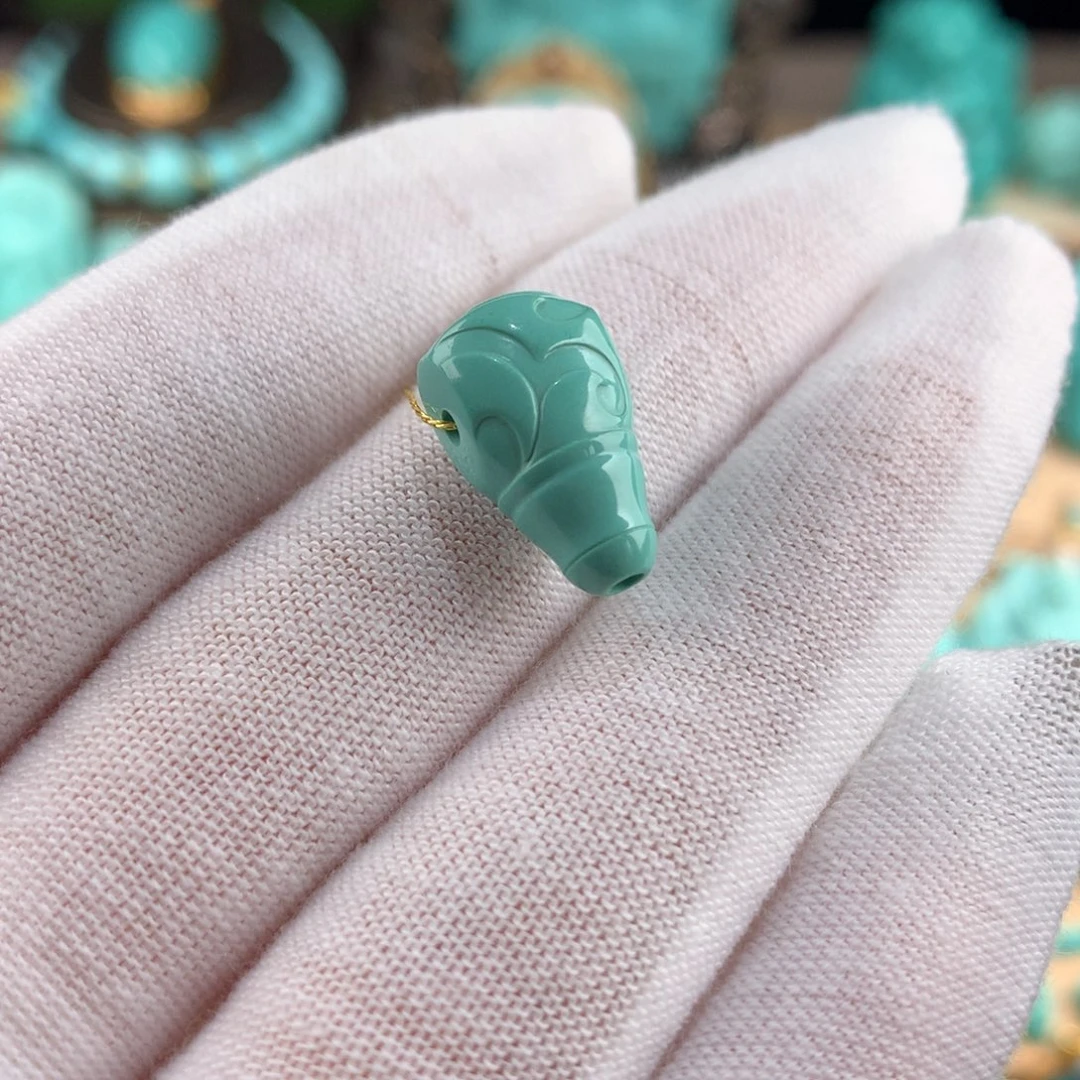 绿松石未镶嵌博古纹三通卡9.5